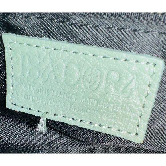 ISADORO Genuine Pebbled Italian Leather Olive Green Double Zipper Crossbody Bag - Picture 11 of 12